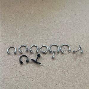 Silver and Black Men's Piercing Set